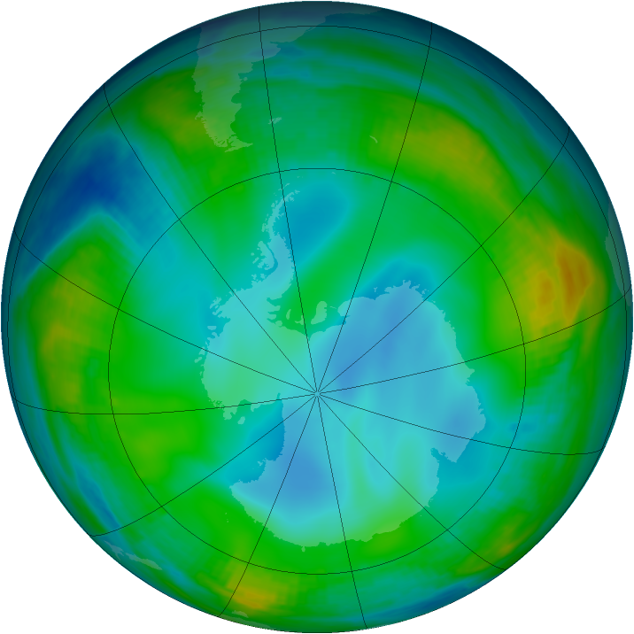 Antarctic ozone map for 01 July 1999